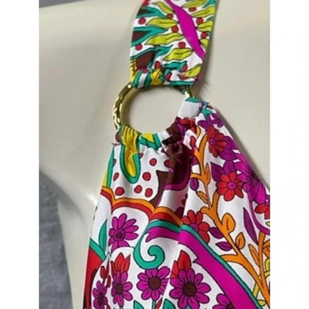 NWOT Trina Turk Women's Hawaiian Garden Print Ring Halter Top Sz 6 $98